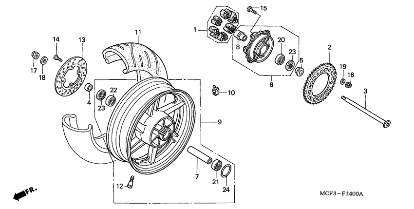 Rear wheel complete assy