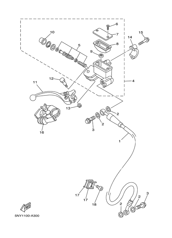 YZ125 Главный тормозной цилиндр