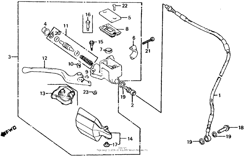 Front brake master + cylinder 83-84