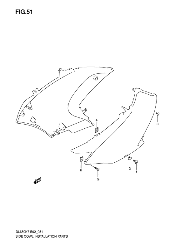 Side cowling installation parts