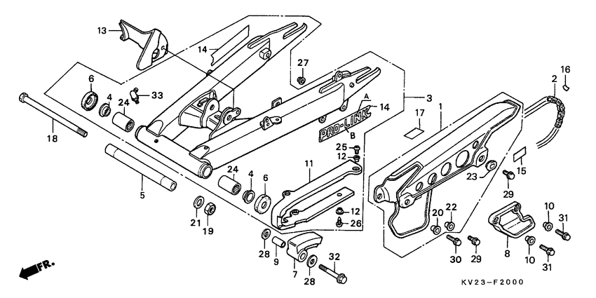Rear fork/drive chain