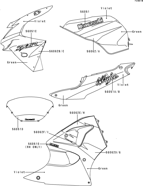 ZX600 Decals(green / violet)