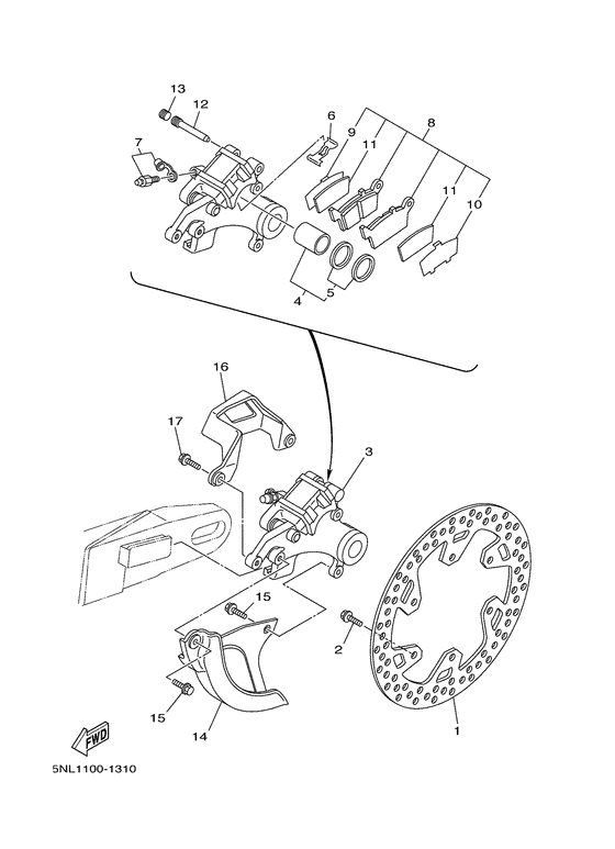 WR250F Задний суппорт