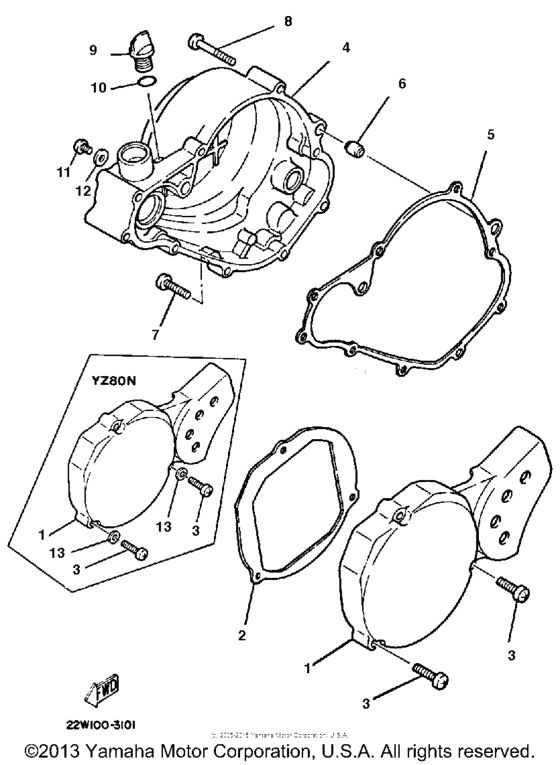 YZ80N Боковые крышки