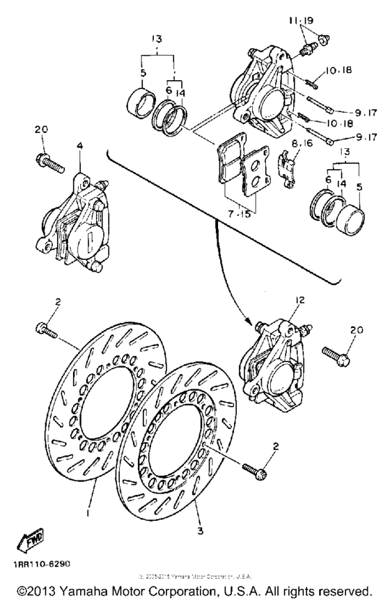 XV1100W Передний суппорт