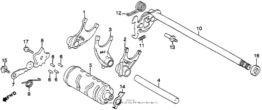 Shift drum + shift fork