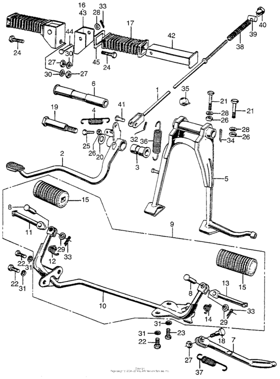 Brake pedal + step + stand