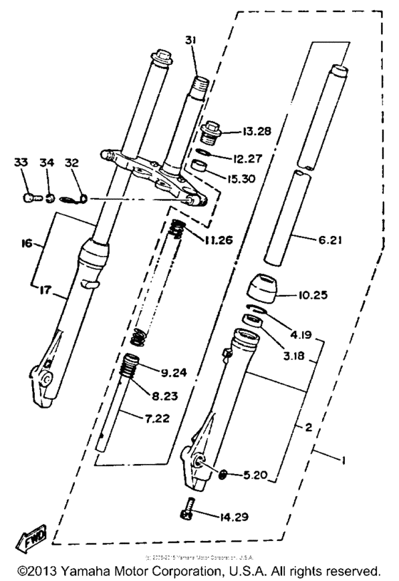 PW80F Передняя вилка