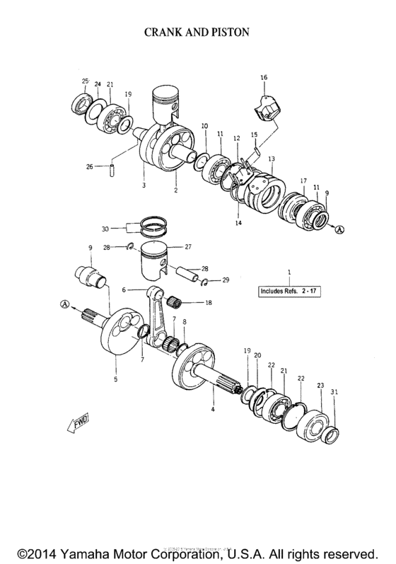 Crank and piston
