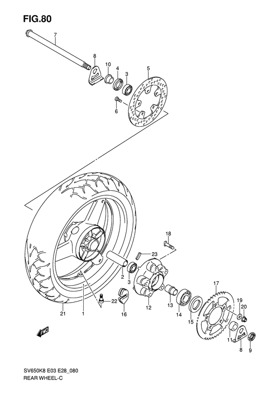 Rear wheel complete assy