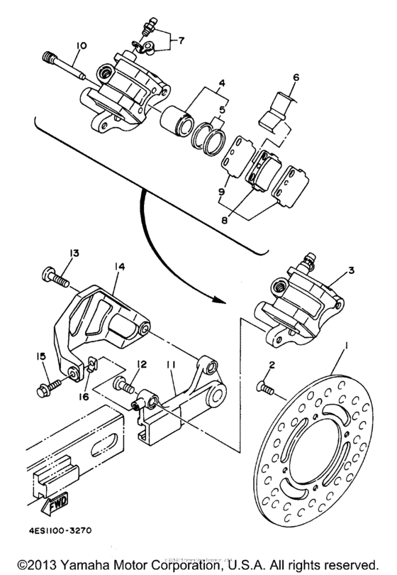 YZ80J1 Задний суппорт