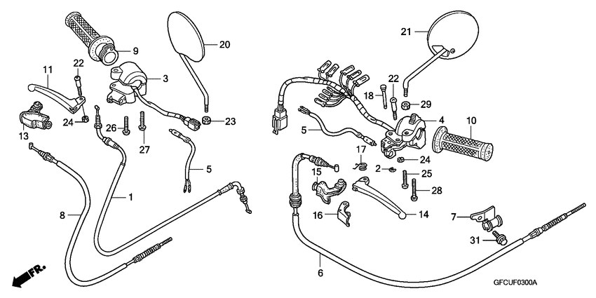 Handle lever/switch/cable