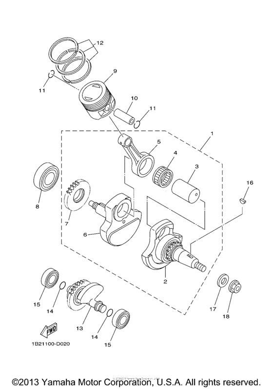 TTR125LET Коленчатый вал и Поршень