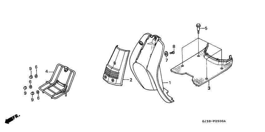 Floor panel/leg shield