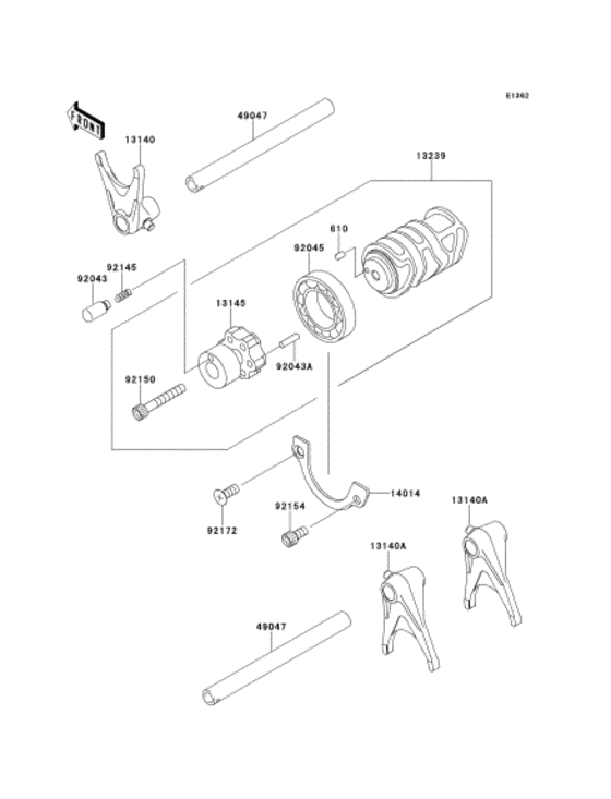 Gear change drum & forks