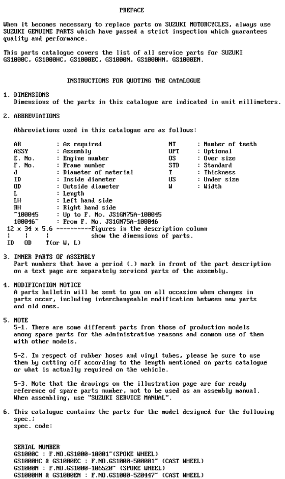 GS1000 Catalog preface