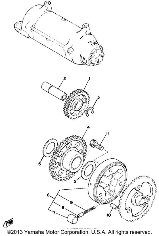 Starting motor unit