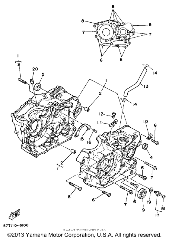 XT350SC (CA ED.) Картер двигателя