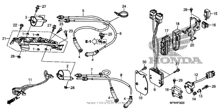 VT1300CS (ABS) Ignition coil + ecu
