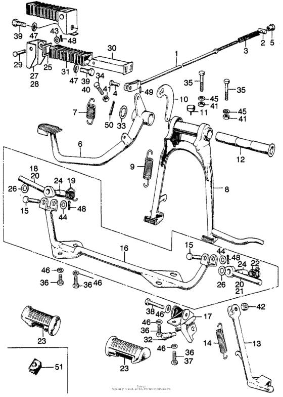 Brake pedal + main stand