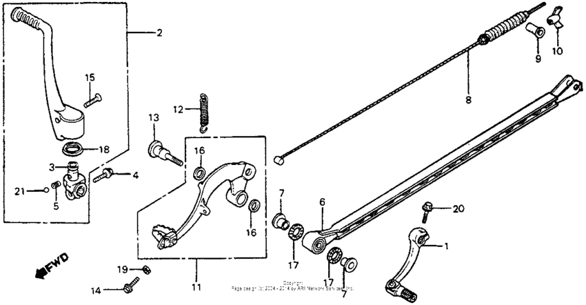 Gearshift pedal + kick starter arm + brake pedal 83