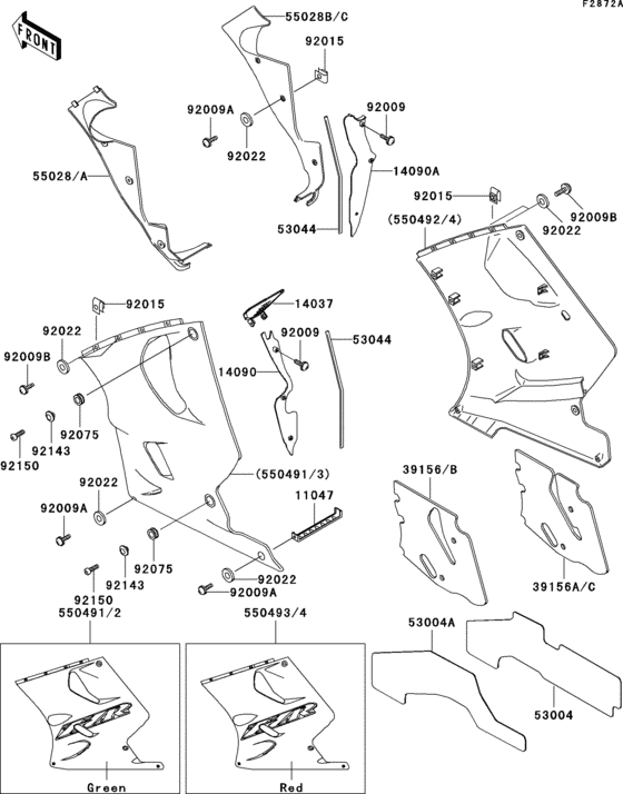 Cowling lowers(1/3)(zx1100-d4)