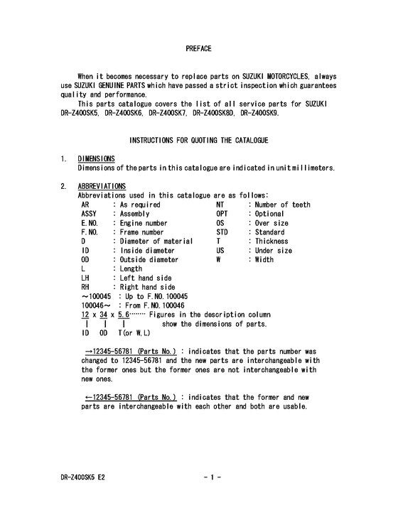DR-Z400 Catalog preface