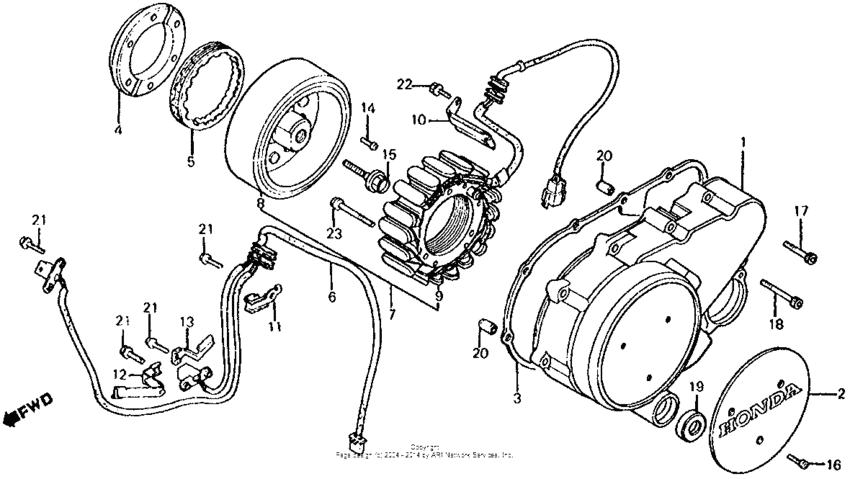 Left crankcase cover + alternator