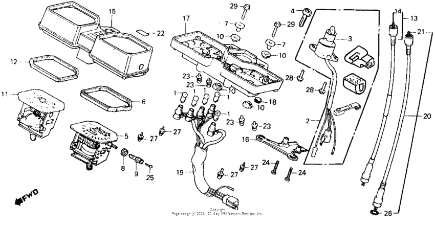 Speedometer + tachometer + key set