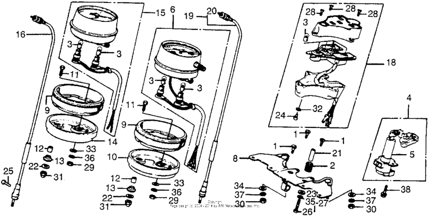 Speedometer + tachometer + pilot lamp