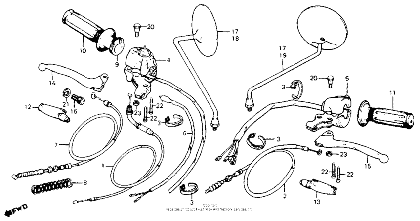 Control levers + switches + cables