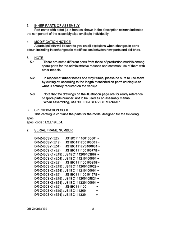 DR-Z400 Catalog preface