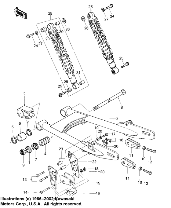 Swing arm/shock absorbers