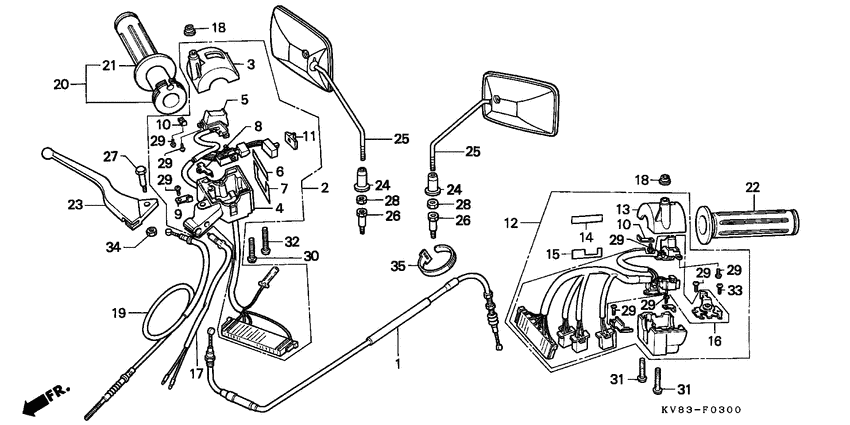 Cable/handle lever/switch