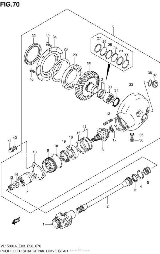 Propeller Shaft/final Drive Gear (Vl1500L4 E28)
