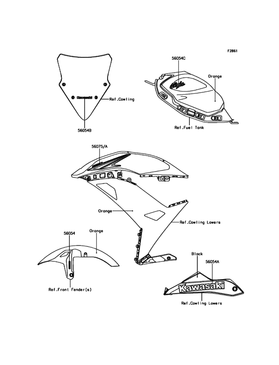 EX650 Decals(Orange)