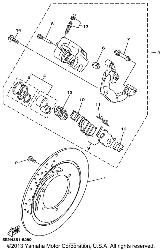 XVS650A Передний суппорт