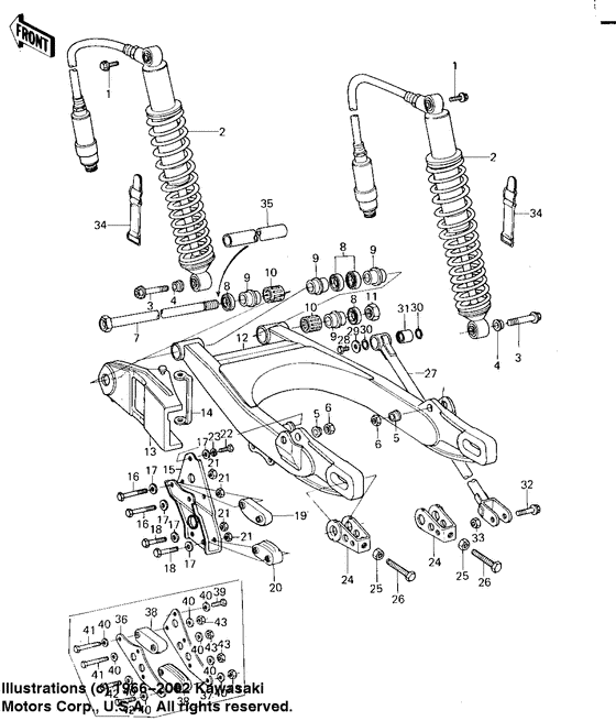 Swing arm/shock absorbers