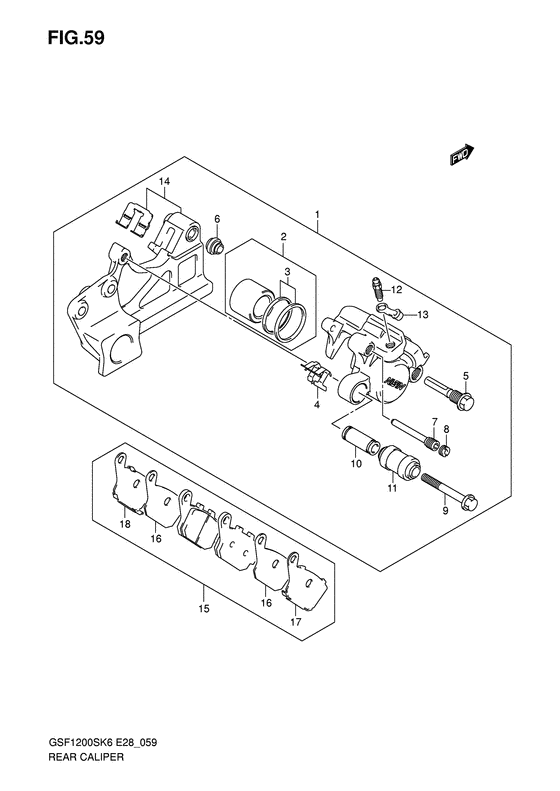GSF1200S Задний суппорт