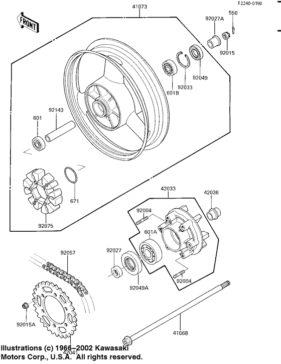 Rear wheel/hub/chain