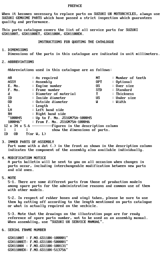 GSX1100 Catalog preface