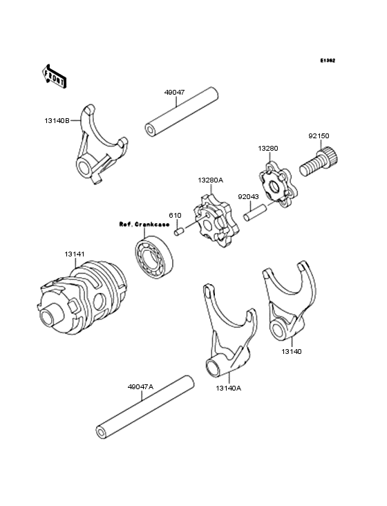 Gear change drum & forks