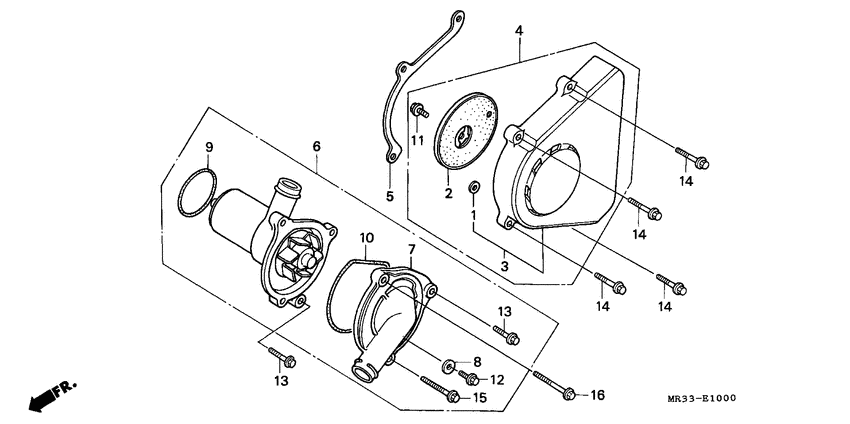 Left rear cover/ water pump