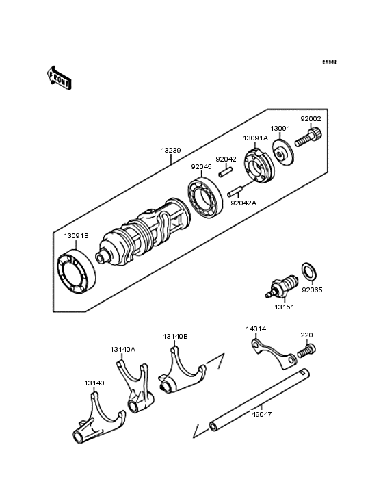 Gear change drum & forks