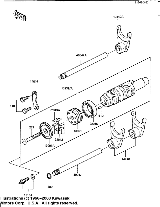 Gear change drum & forks