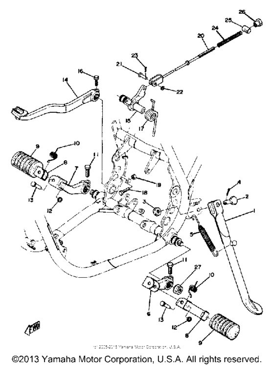 Stand footrest brake pedal