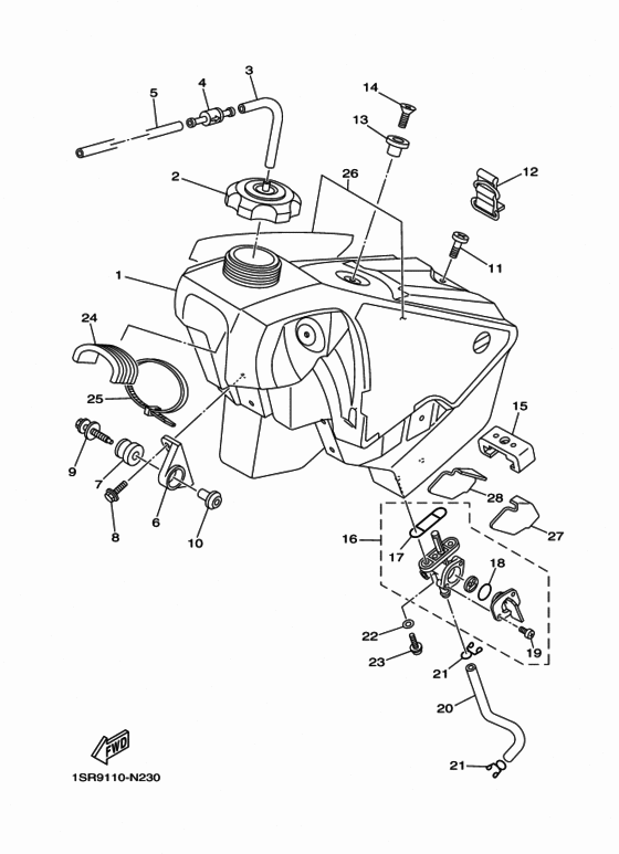 YZ125 Топливный бак