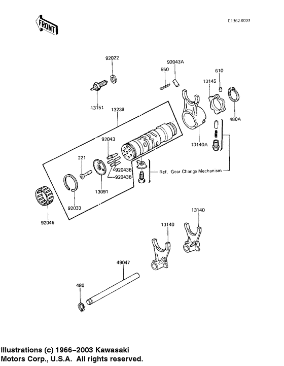 Gear change drum & forks