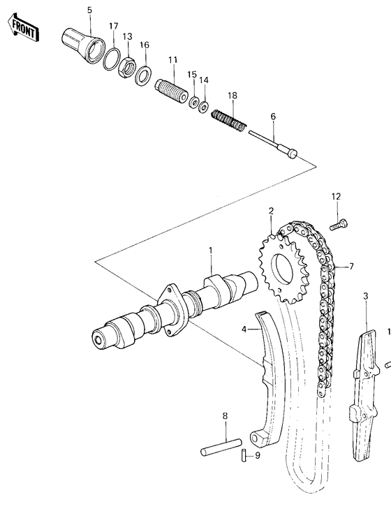Camshaft/chain/tensioner