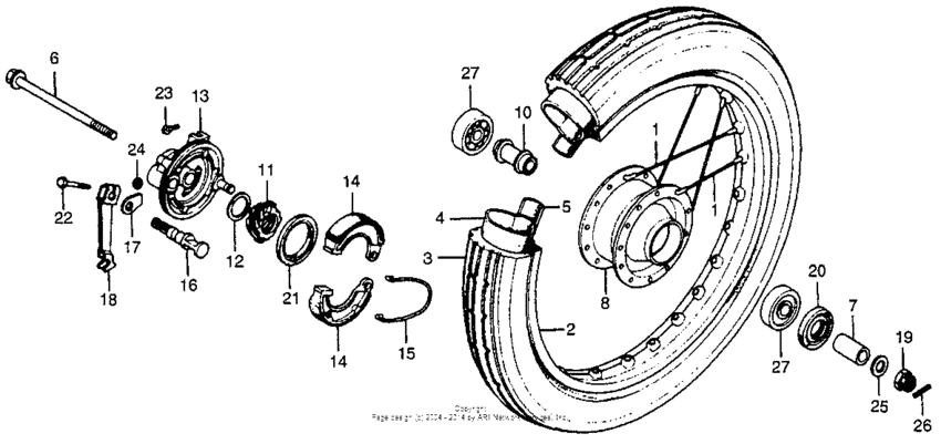 Front wheel + front brake panel
